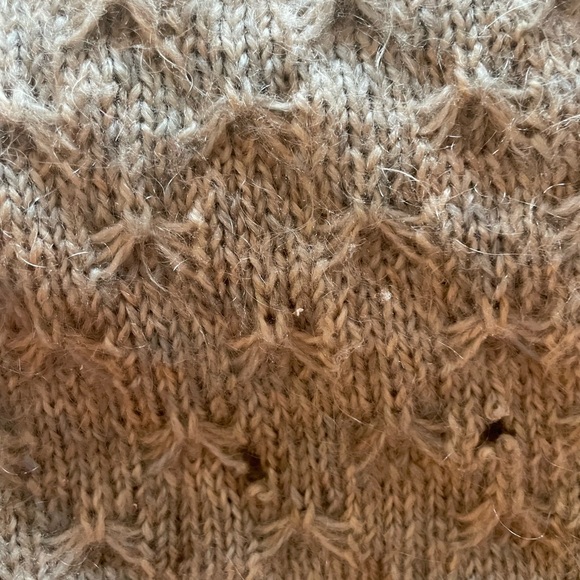 Vintage 90s wool blend hand knit large weave knit sweater vest, GUC, S - Picture 4 of 8